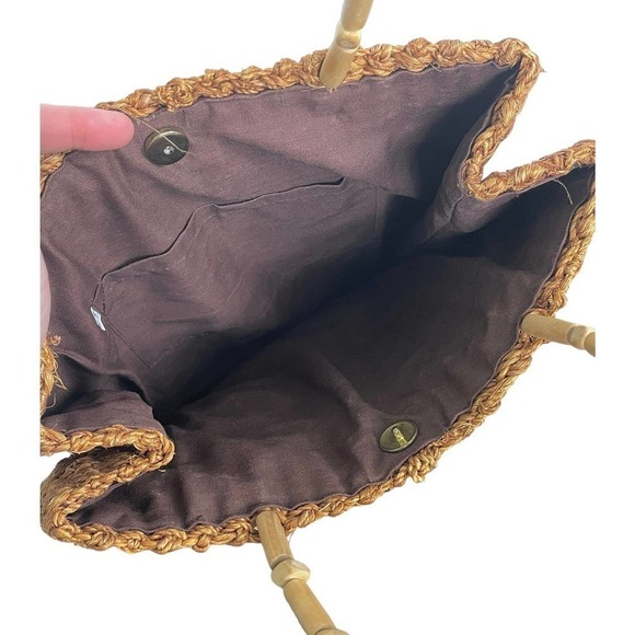 Boho Woven Straw Purse Beach Vacation Tan Bag Resort Tropical - Picture 6 of 12